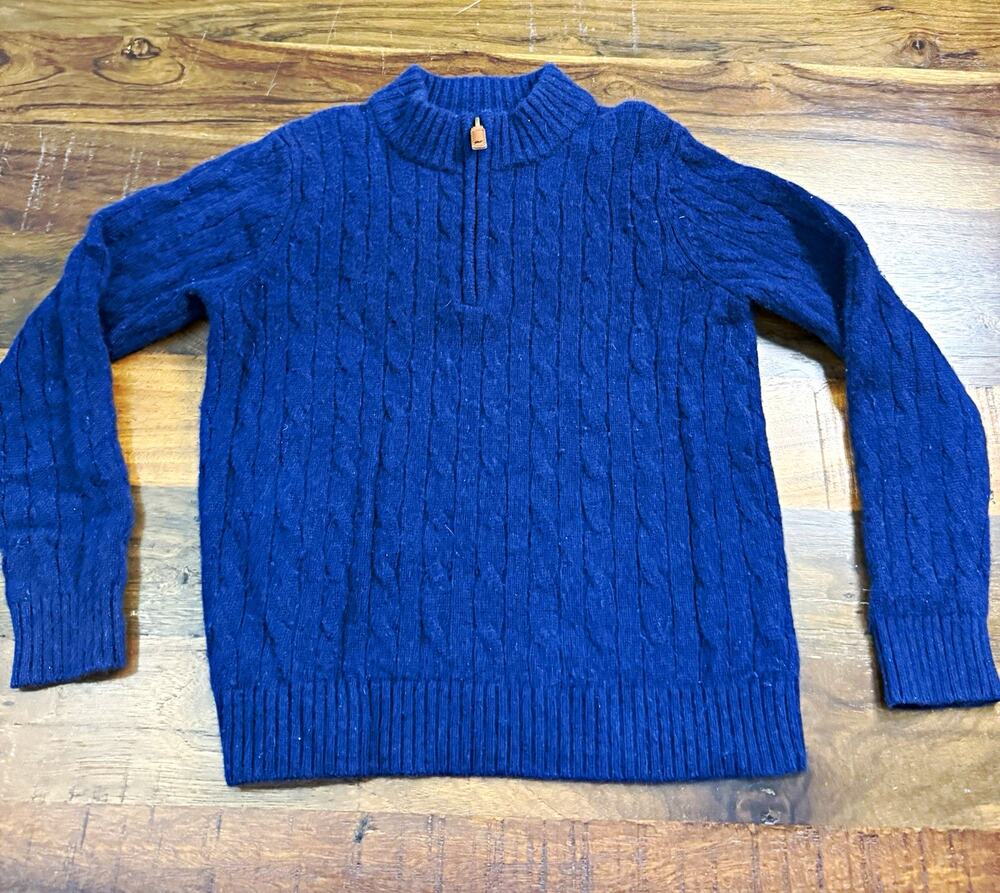Vineyard Vines Boys 100% Cashmere Cable-Knit 1/4 Zip Sweater S (8-10) Blue
